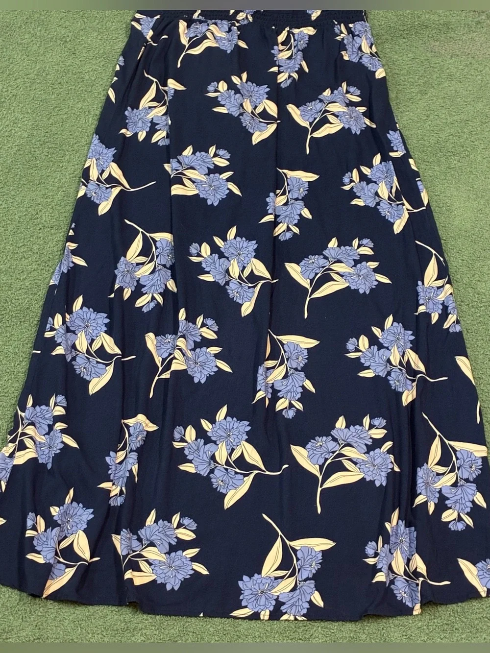 Express Blue Floral Faux Wrap Midi Skirt | Women’s Medium